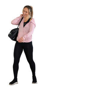 woman walking happily after workout