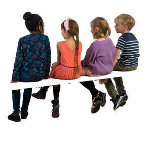 group of children sitting seen from back angle