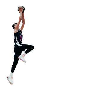 cut out basketball player jumping with the ball