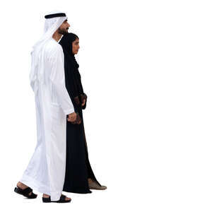 cut out arab couple in traditional clothing standing