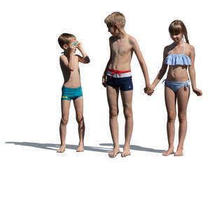 cut out group of children preparing to go swimming