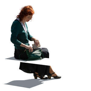 cut out backlit older lady sitting