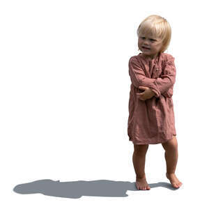 cut out little barefooted girl standing