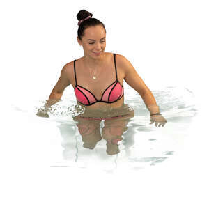 woman standing in the pool