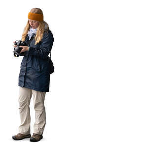 cut out woman with a photo camera standing
