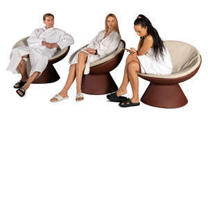 three cut out people relaxing in the spa lounge