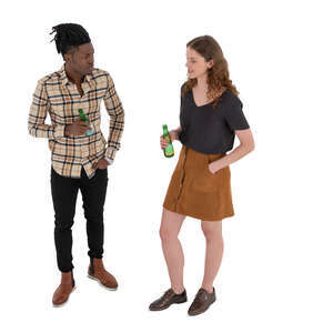 two people standing and talking seen from above