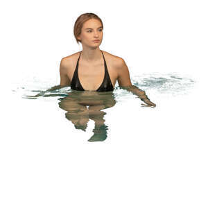 cut out woman relaxing in the pool