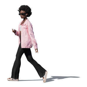 cut out black woman walking