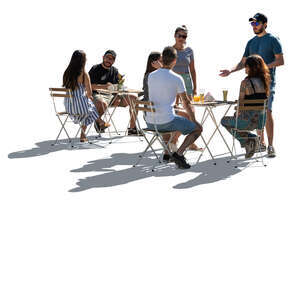 cut out backlit cafe scene with people sitting and standing