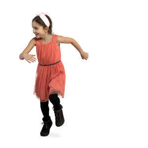 cut out little girl in a dress running around