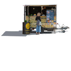 woman buying food from a food truck