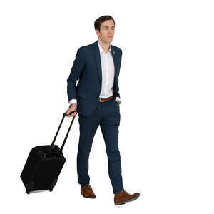 travelling businessman with a suitcase walking