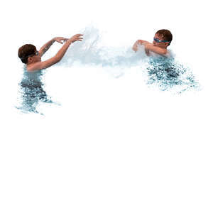 two boys playing in water