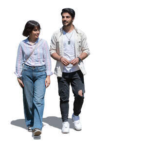 man and woman walking side by side