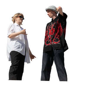 man and woman standing seen from lower angle