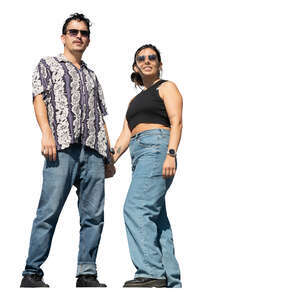 man and woman holding hands and standing up on a balcony