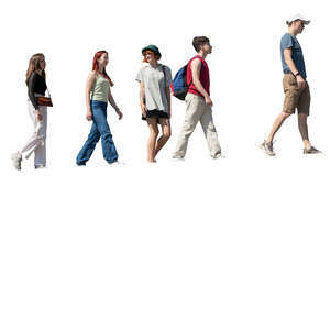 teenagers walking seen from below angle