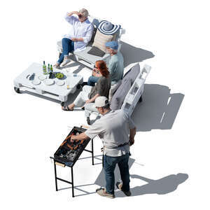 group of people having a barbeque party seen from above