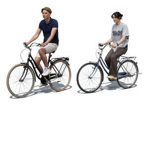man and woman riding bikes