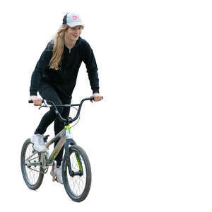 girl riding a bmx bike