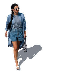 woman walking seen from above