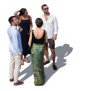 group of four standing and looking up