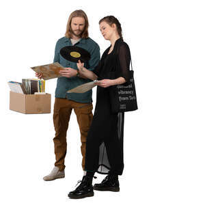 man and woman buying old records