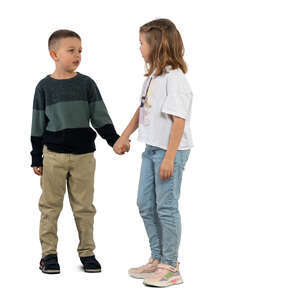 two kids standing and holding hands