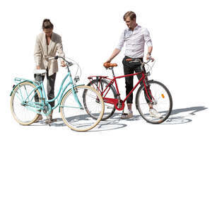 man and woman with bikes getting ready to go riding