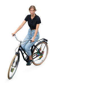 woman riding a bike seen from above