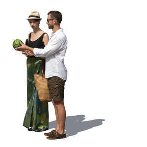 man and woman shopping at groceries market