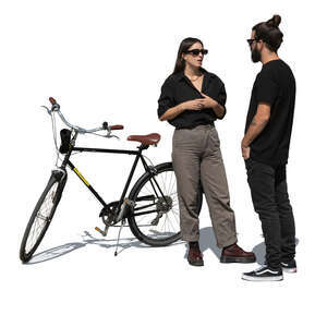 man and woman standing and talking