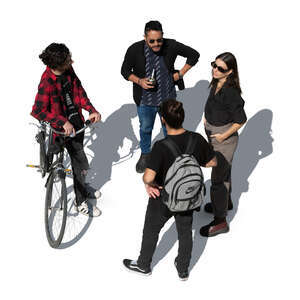 group of people standing seen from above
