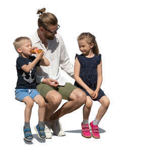 man with his two kids sitting