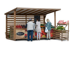 group of people buying food at vegetable stand