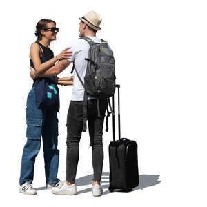 woman and man saying goodbye at the airport