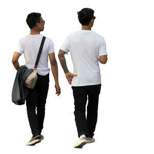 two asian men walking
