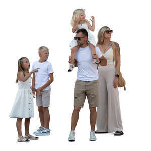 family with three kids standing