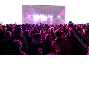 large concert crowd clapping and cheering