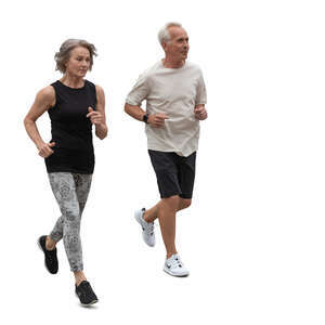 two seniors jogging