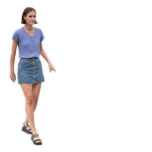 woman walking down the stairs with a hand railing