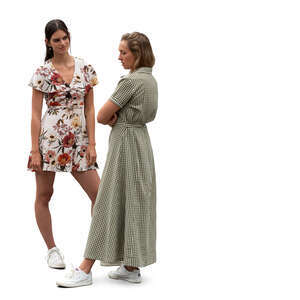 two women standing and talking