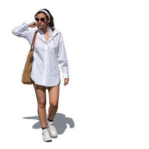 woman going to the beach