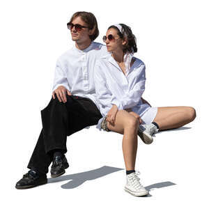 man and woman sitting together on a warm summer day