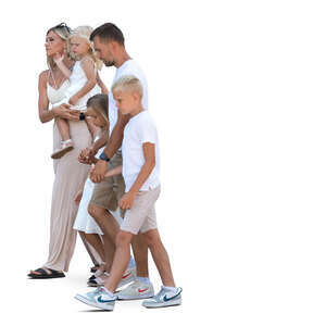family with kids in summer walking together