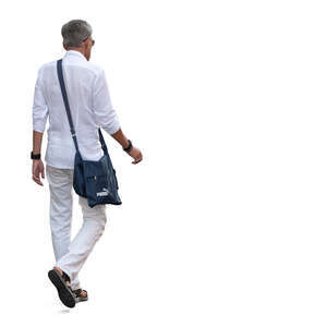 grey haired gentleman in summer walking