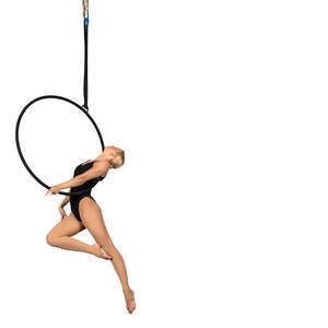 acrobat performing on an aerial hoop