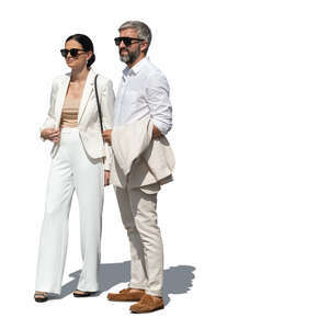 man and woman in elegant white clothing standing