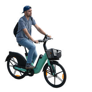 man riding an electric bike seen from above
